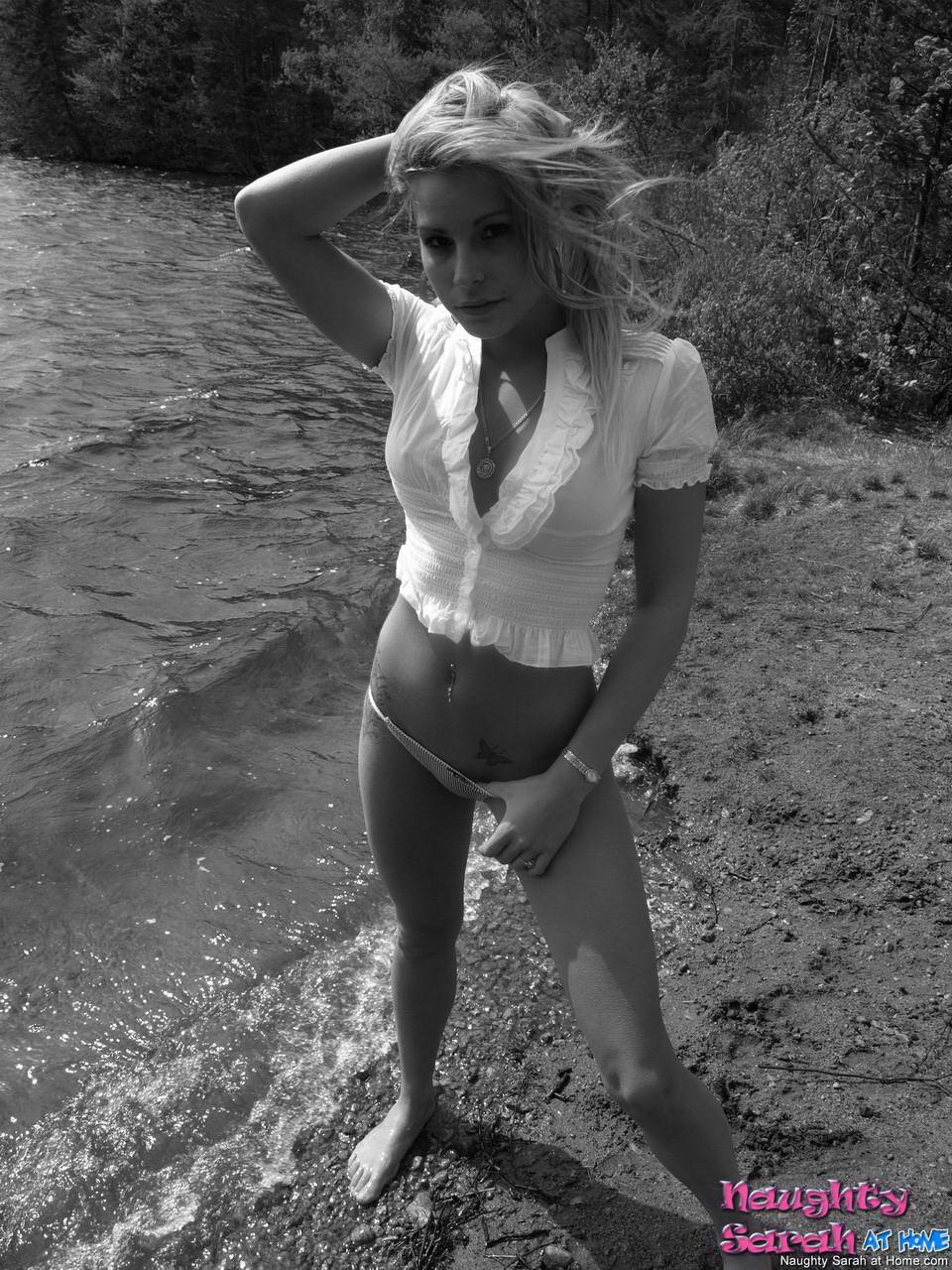 Pictures of Naughty Sarah on the beach in black and white #59721784