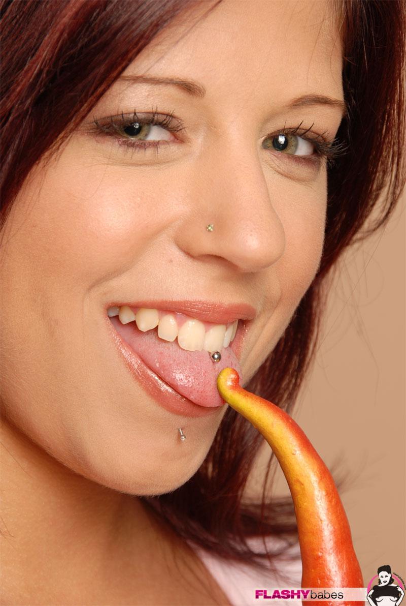 Pictures of a topless teen teasing with a pepper #60424781