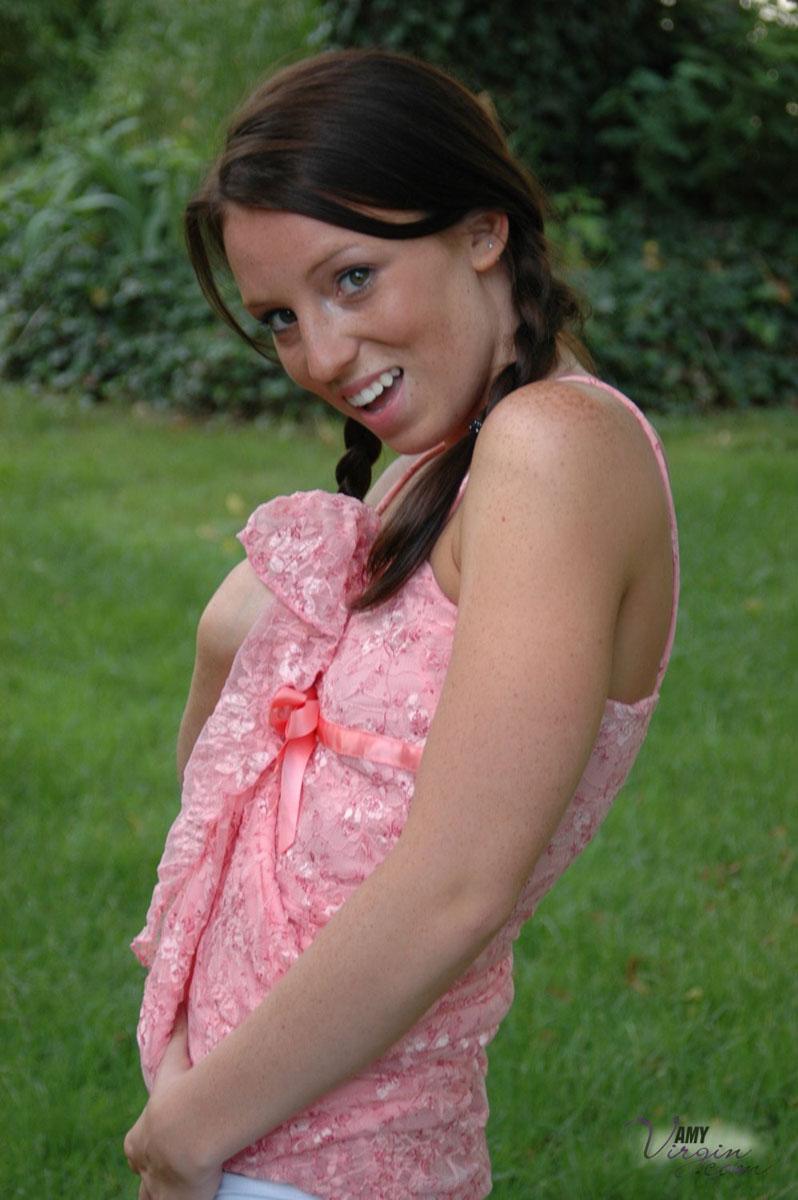 Pictures of teen Amy Virgin goofing off in the back yard #53117325