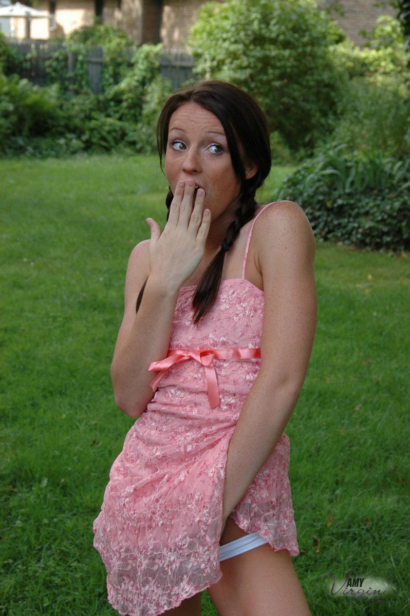 Pictures of teen Amy Virgin goofing off in the back yard #53117731