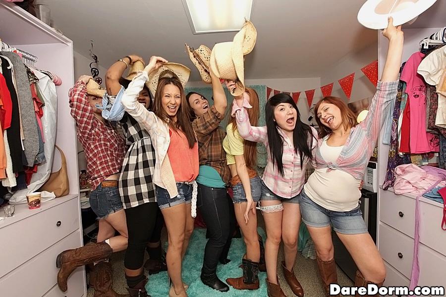 Hot college girls go wild at their country themed dorm party #60335599