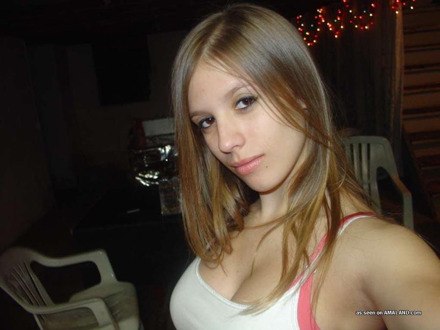 Blonde angel-faced amateur girlfriend posing in sexy self-pics #60658647