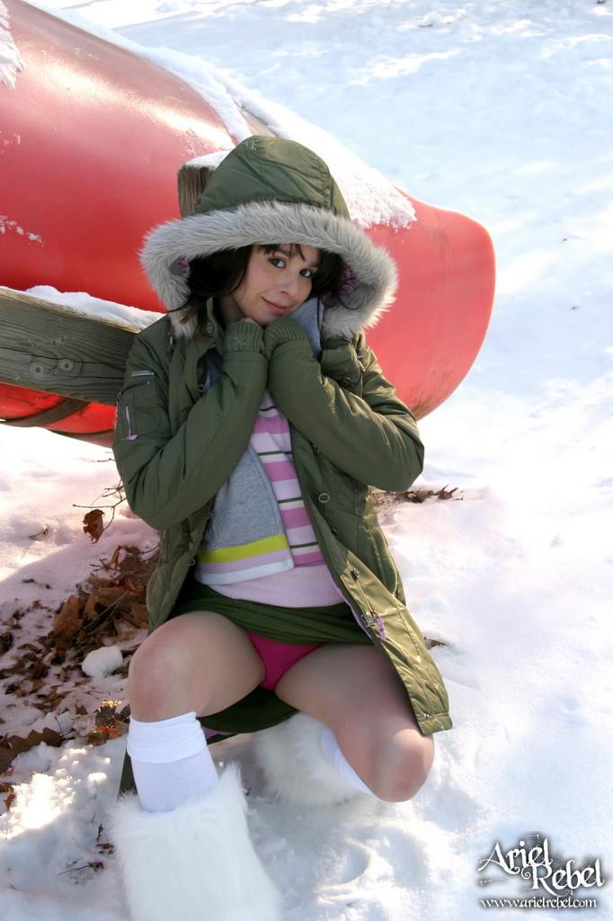 Pictures of Ariel Rebel getting naked in the snow #53303347