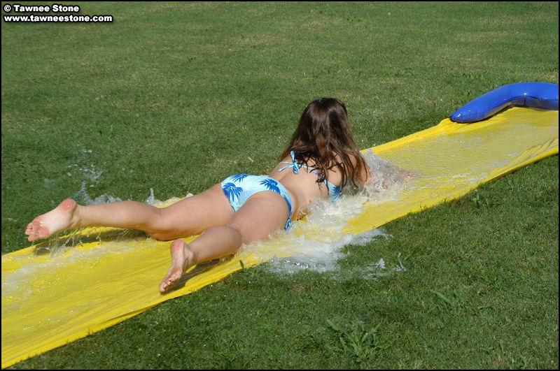 Tawnee and Taylor have some fun on the slip n slide #60064426