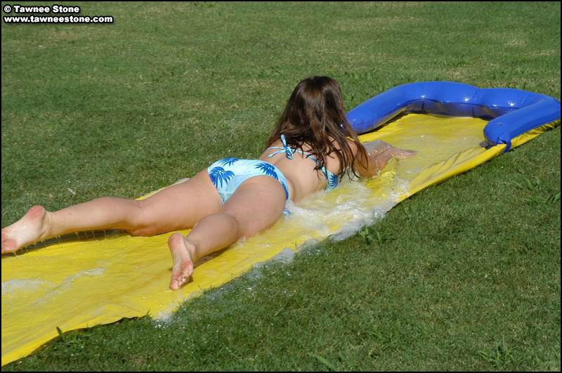 Tawnee and Taylor have some fun on the slip n slide #60064431