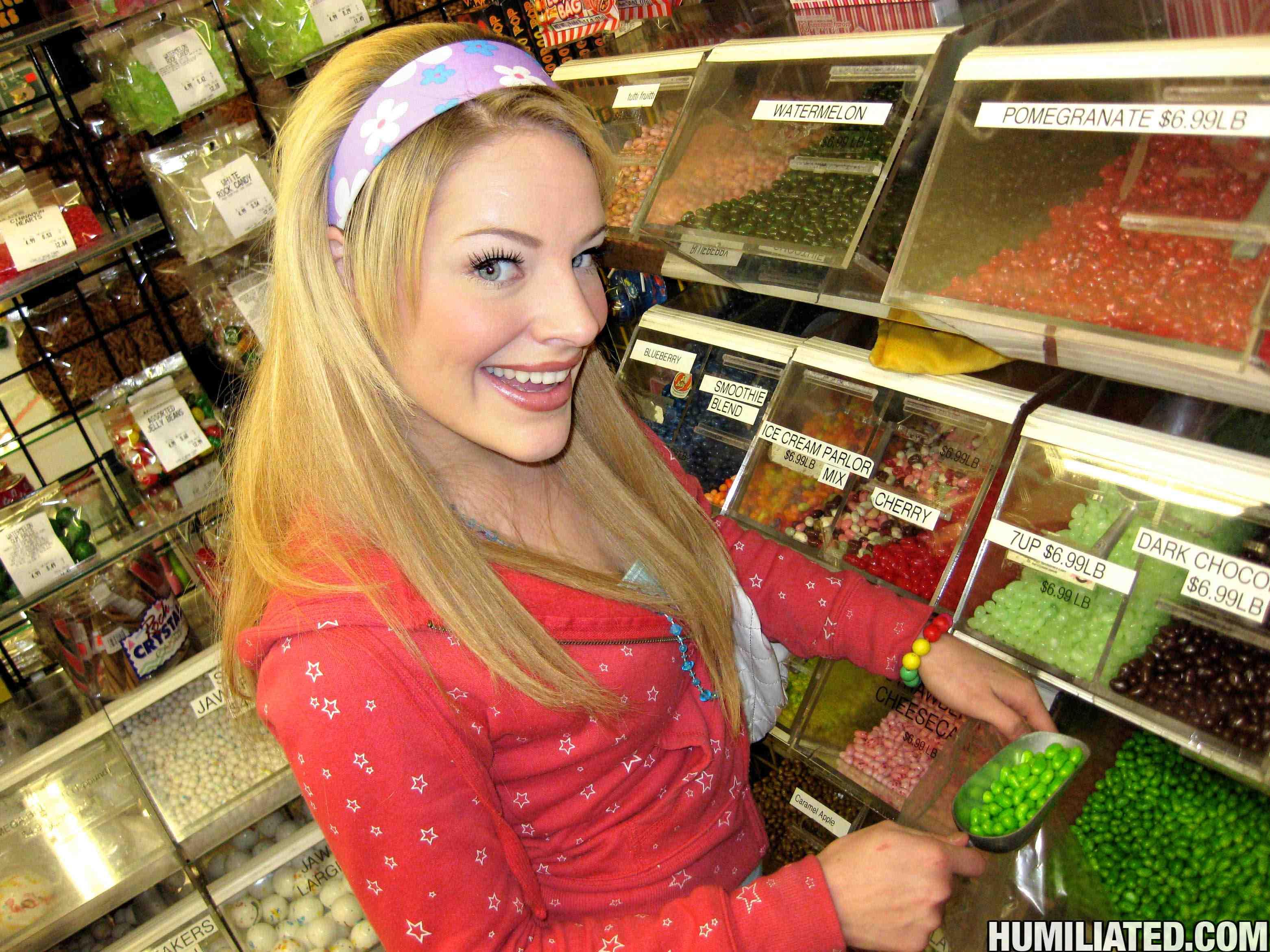 Teen hottie Ally Ann gets convinced into bondage and hardcore fucking at a candy store #60347013