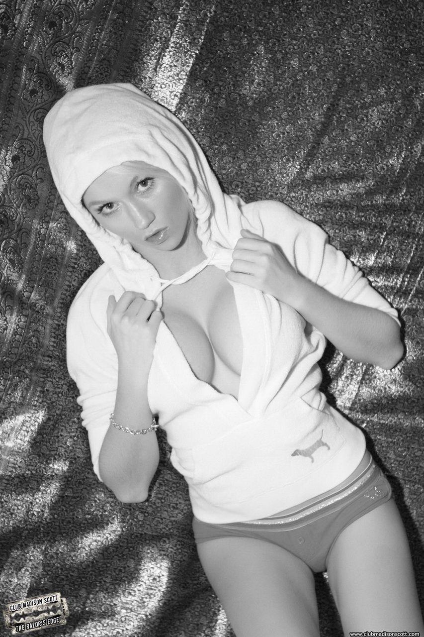 Pictures of Madison Scott getting naked in black and white #59159392