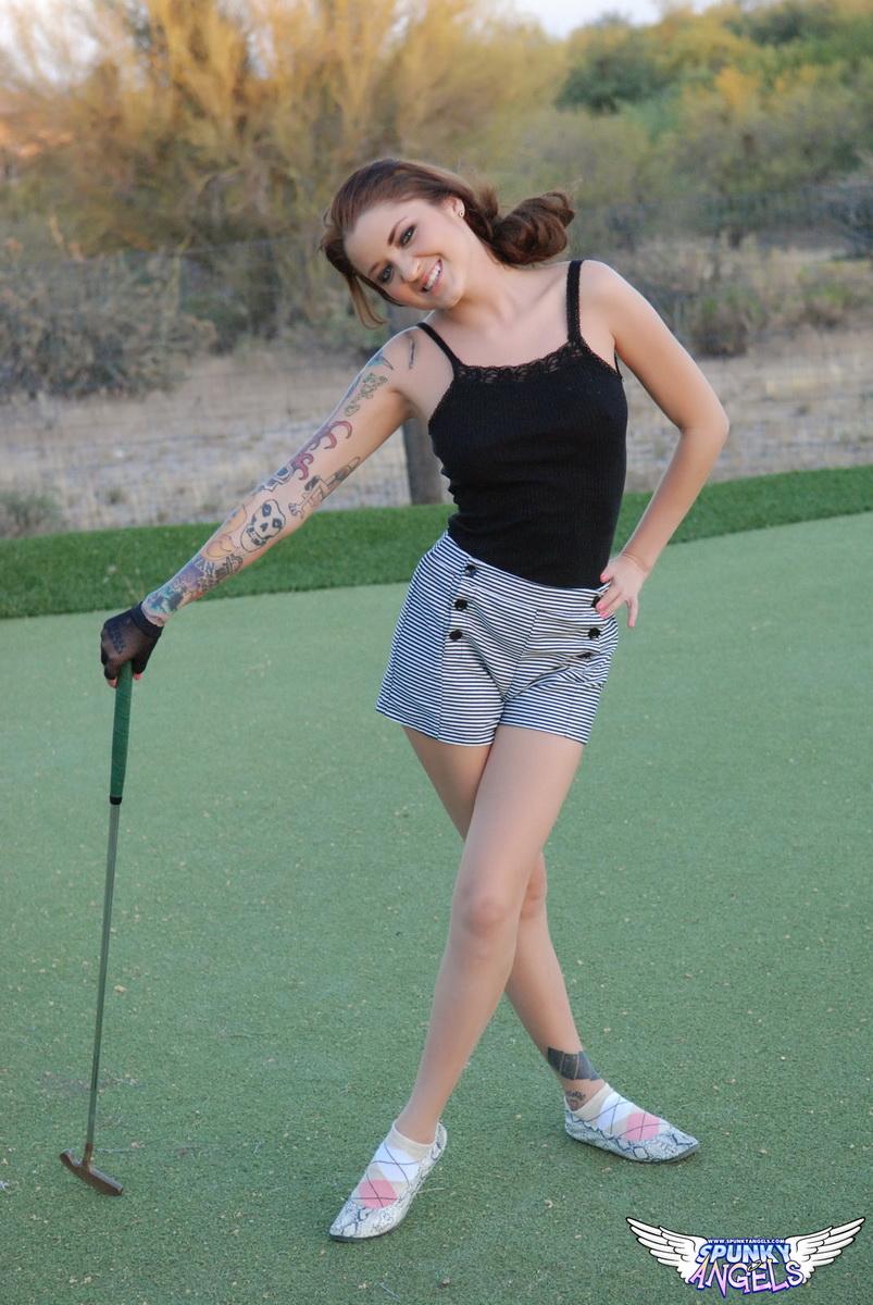 Perfect perky tease Jeska Vardinski gets naked out on the golf course #55368296