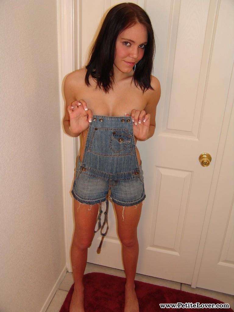 Hot teen girl Jamie stripteases out of her overalls #54636758