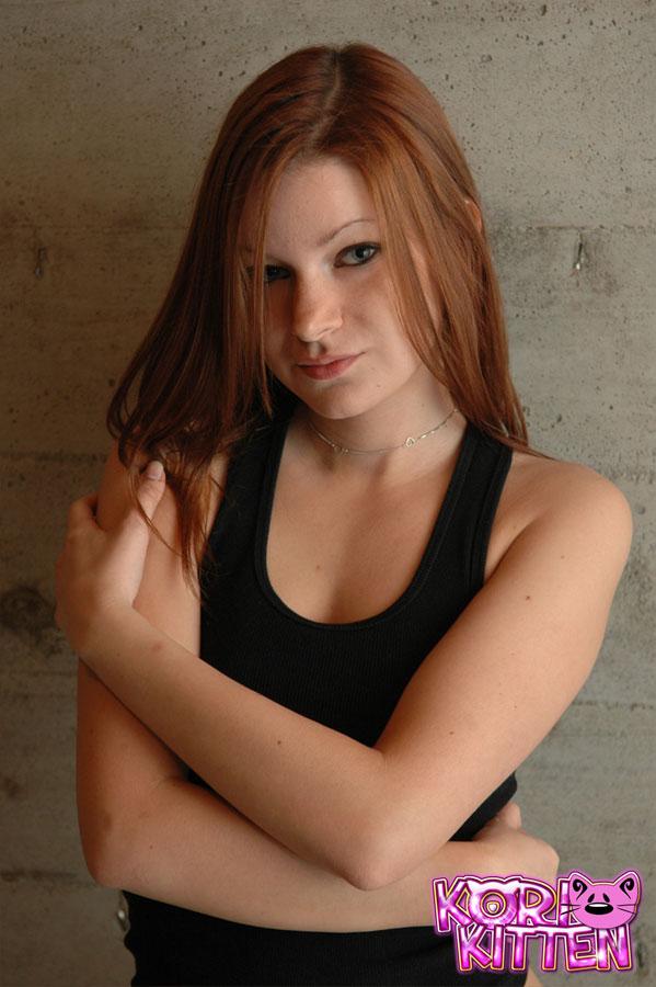Redhead teen Kori Kitten poses in her red and black panties #59583242