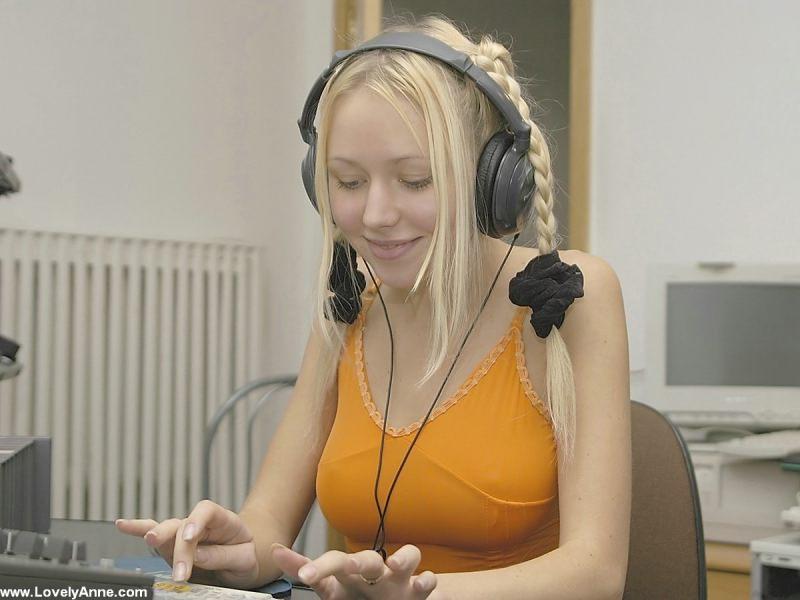 Anne showing her firm tits in a music studio #59104975