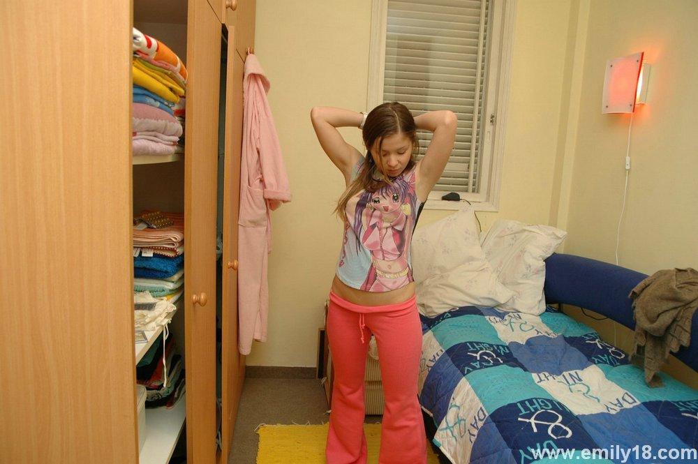 Teen girl Emily likes being goofy in her bedroom #54209401