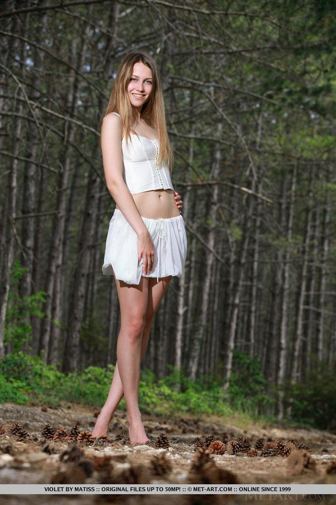 Beautiful blonde teen Violet strips naked in the woods in "Renaya" #59509299