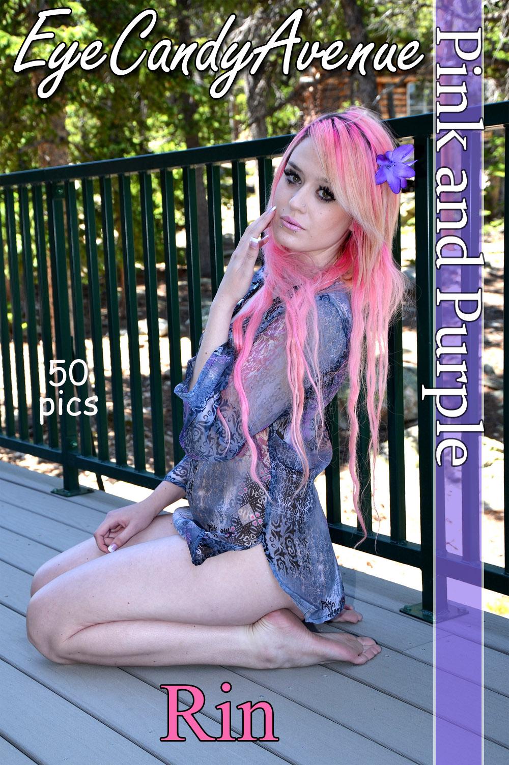 Beautiful emo girl Rin strips out of her pink and purple #59873204