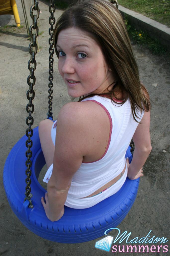 Pictures of teen model Madison Summers teasing at a park #59162352