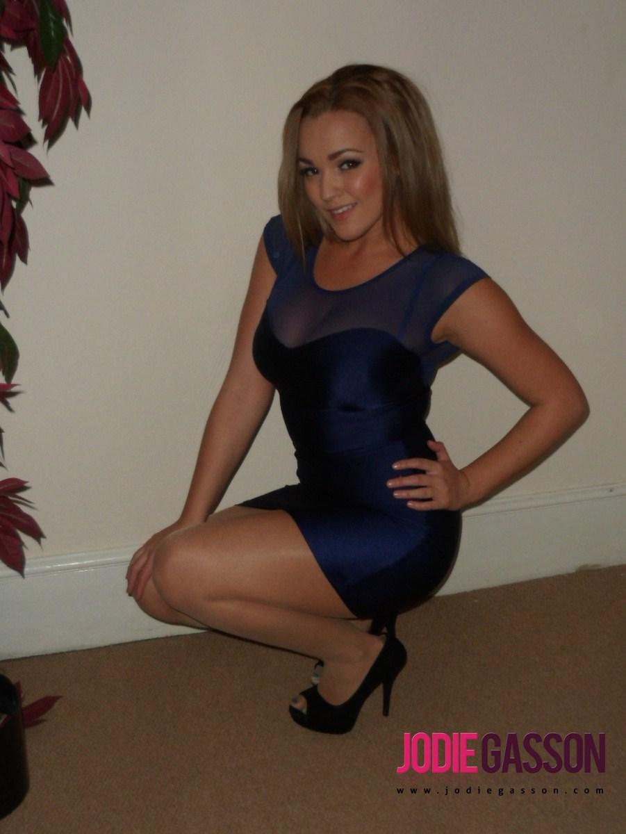 Jodie Gasson in her tight blue dress and panty hoes #55556514