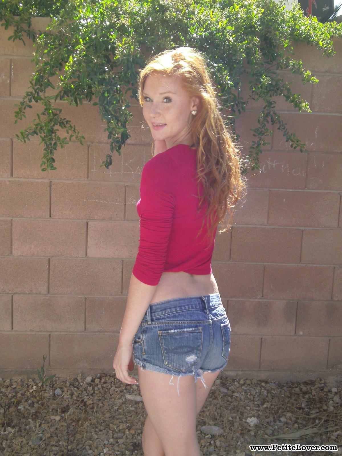Redhead teen Alex Tanner flashes her tight body for you in the backyard #52951373