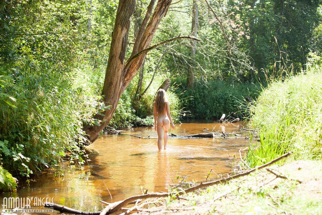Hot teen Lada gets completely naked outside in the swamp #59757006
