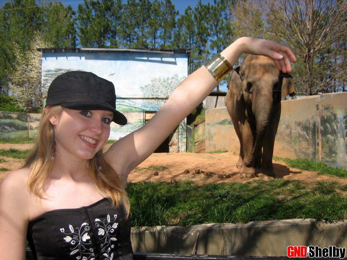 Cute teen Shelby visits the zoo for some candid photos #58761134