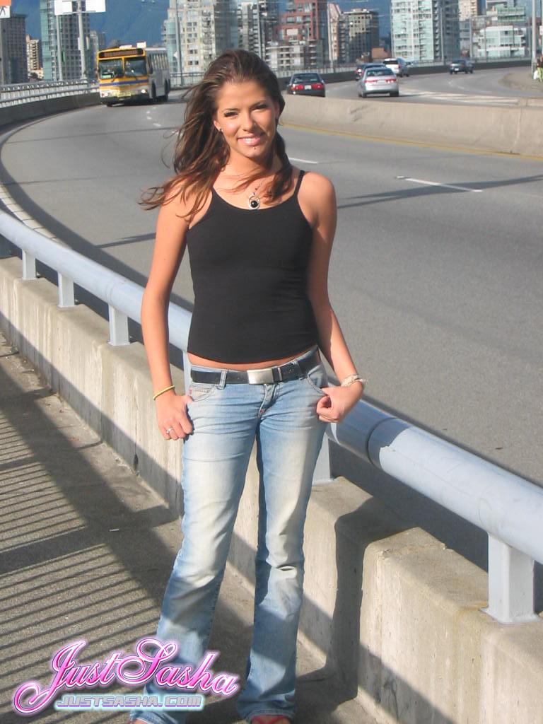 Pictures of teen star Just Sasha flashing on a bridge #55815282