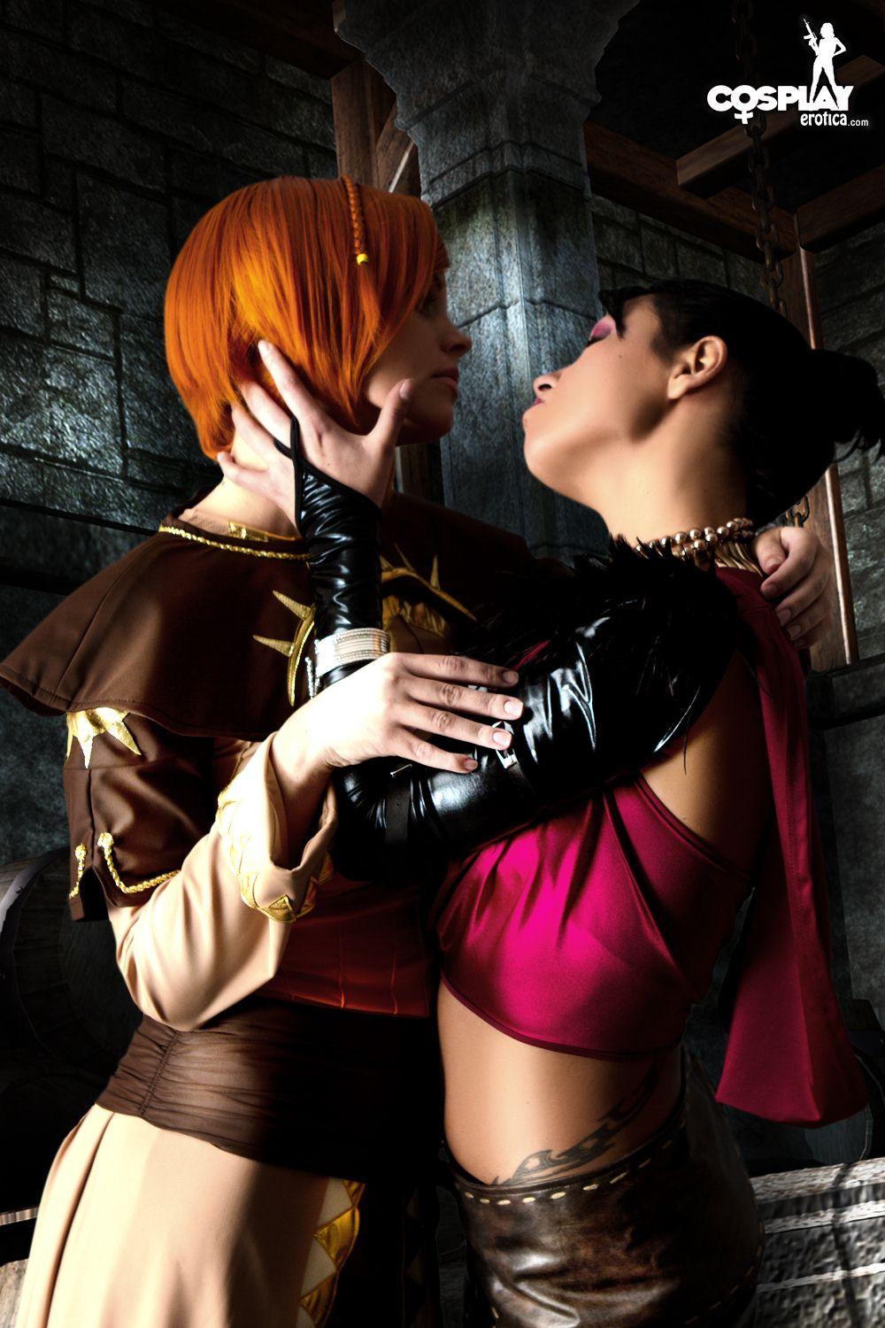 Pictures of Nayma and Mea doing a hot lesbian Dragon Age cosplay #59444453