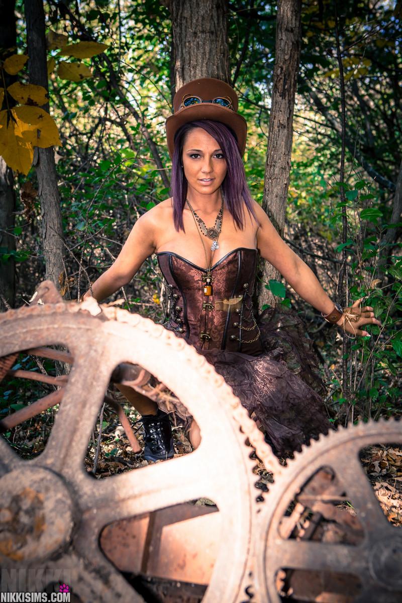Nikki Sims does some steampunk dress-up to wish you a Happy Halloween #59788464
