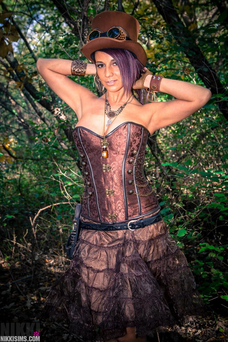 Nikki Sims does some steampunk dress-up to wish you a Happy Halloween #59788474