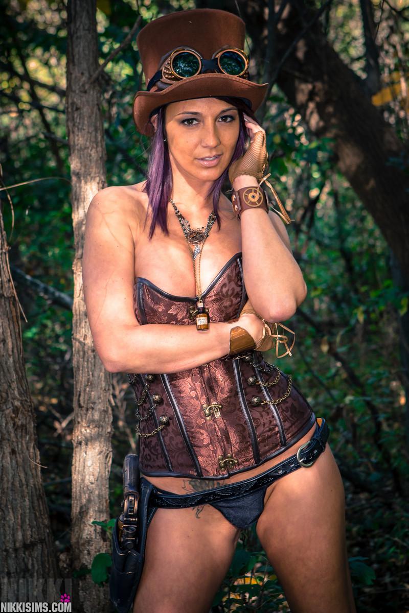 Nikki Sims does some steampunk dress-up to wish you a Happy Halloween #59788510