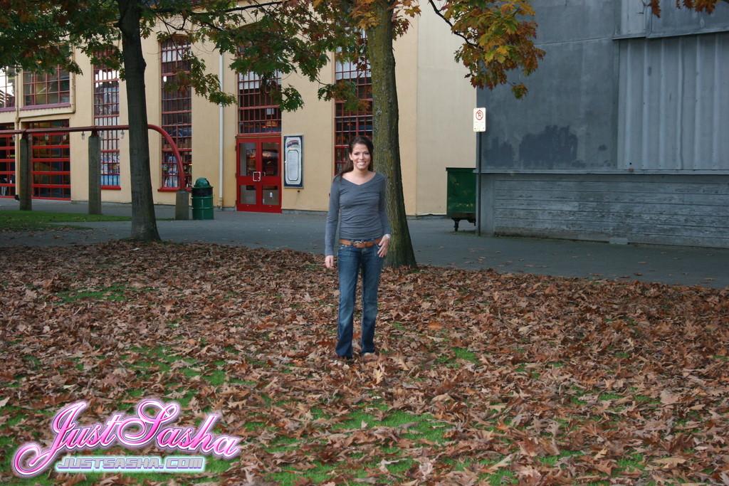 Pictures of Just Sasha teasing and flashing outside #55815123
