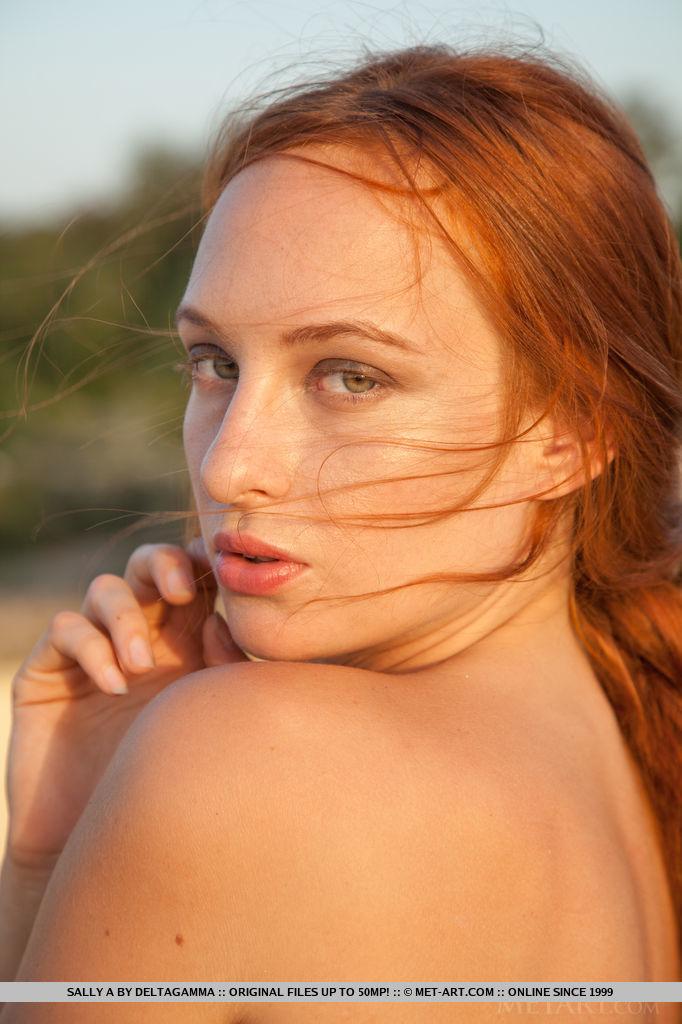 Fiery redhead Sally A strips down to her heels in public #60614839