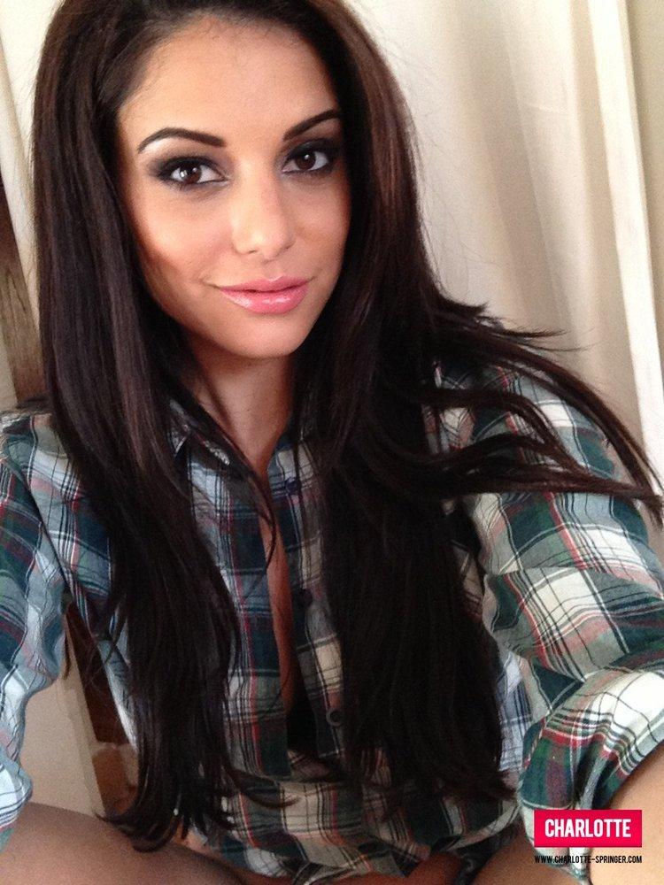 Charlotte Springer strips from her plaid shirt just for you #53759495