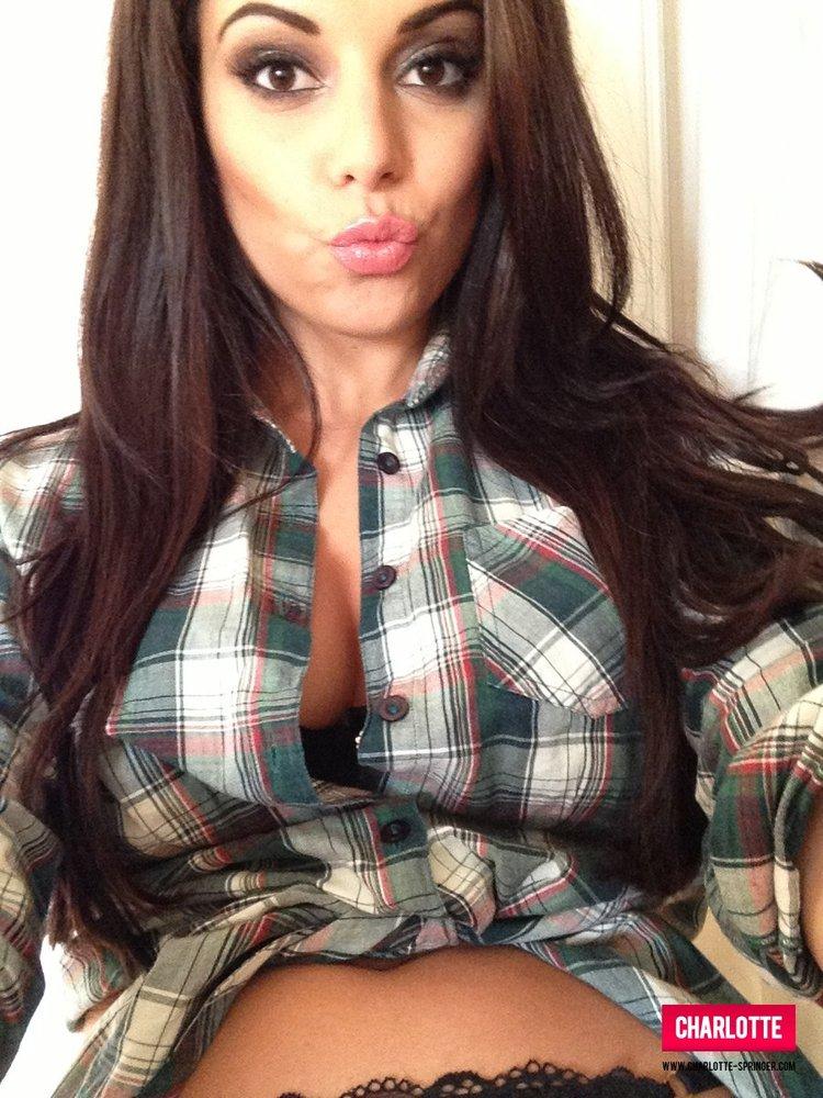 Charlotte Springer strips from her plaid shirt just for you #53759569
