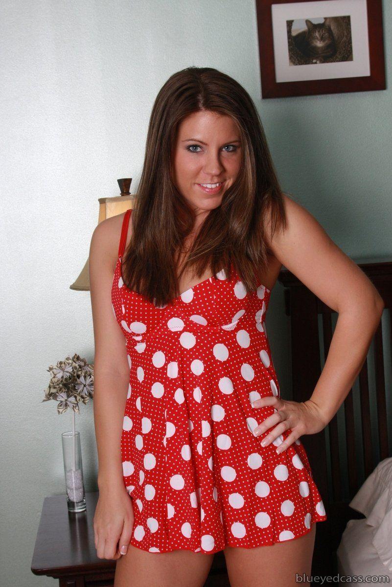 Photography of Blueyed Cass teasing in a polka-dot costume