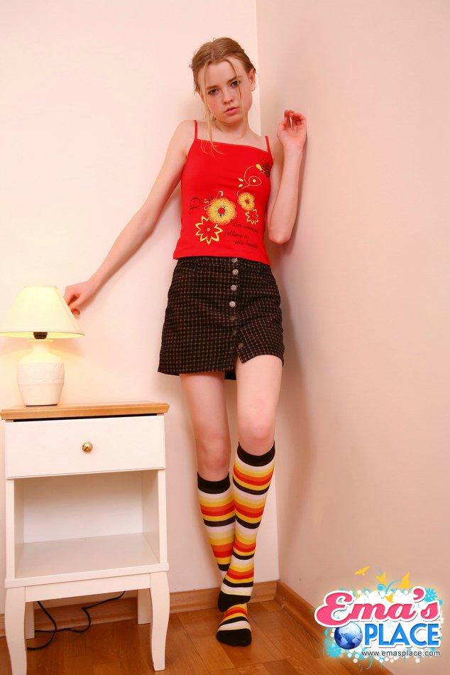 Pictures of teen Ema's Place strutting in her striped socks #54171135