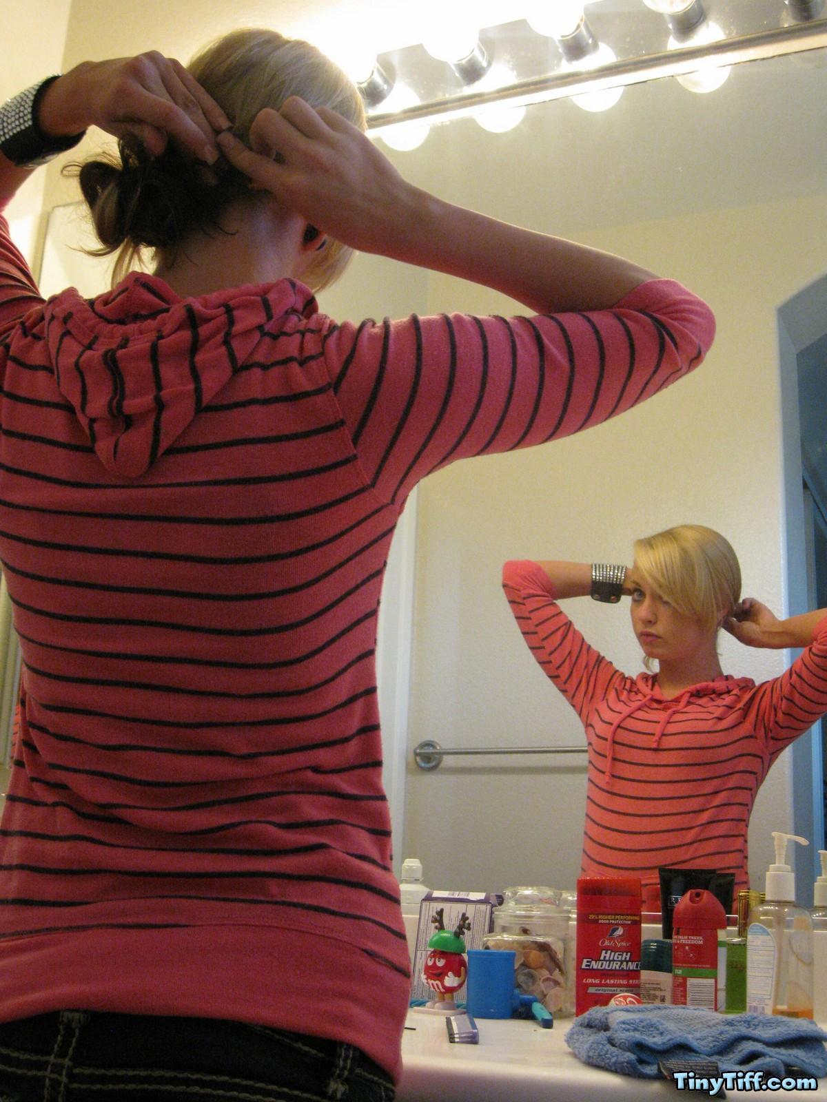 A behind-the-scenes peek at Tiff doing her hair #58923276