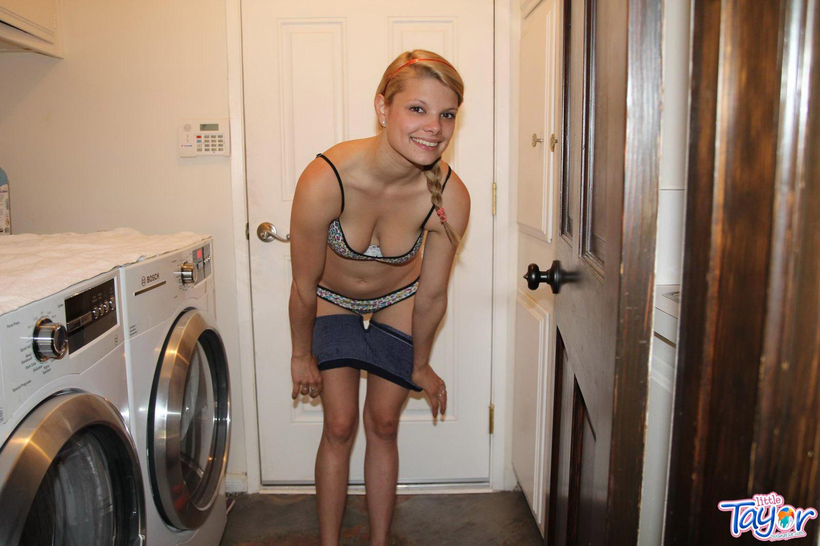 Pictures of blonde teen Little Taylor taking her clothes off to wash them #59026767