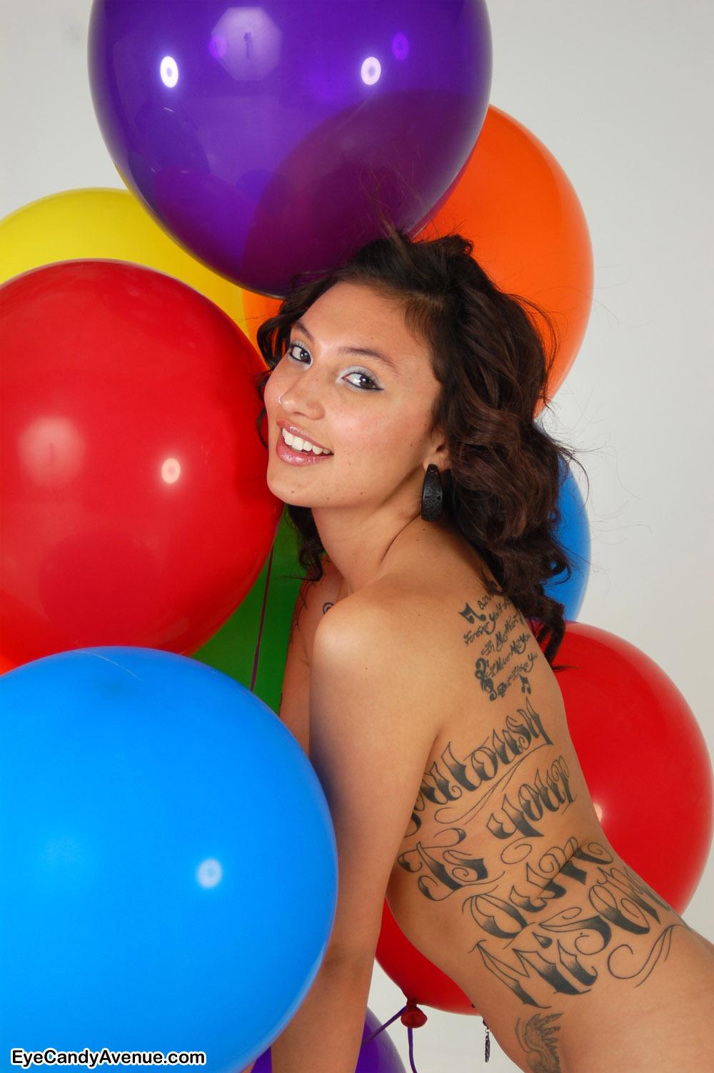 Alternative girl Reyna is irresistible and nude with balloons #59868056
