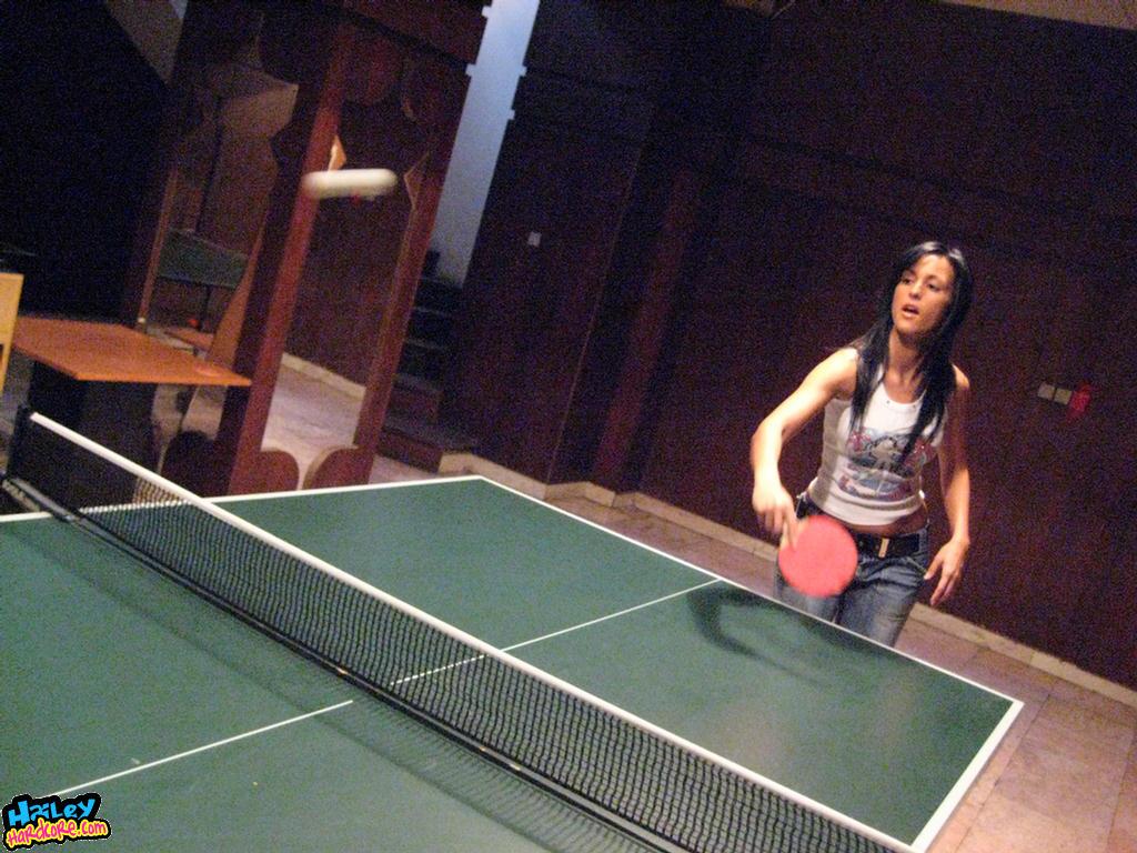 Pictures of Hailey Hardcore playing a game of strip ping pong #54598189