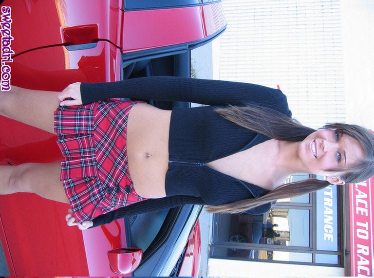 Sweet Adri dressed up as a hot naked schoolgirl outside #52913905