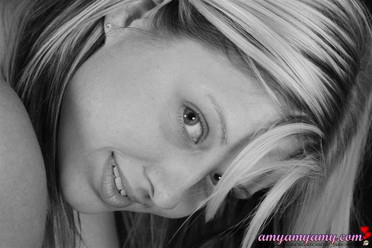 Pictures of teen model Amy Amy Amy teasing you in black and white #53103495