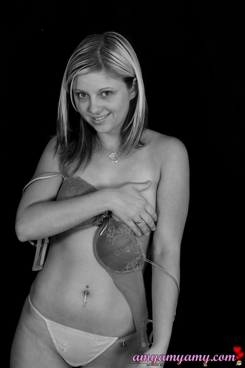 Pictures of teen model Amy Amy Amy teasing you in black and white #53103703