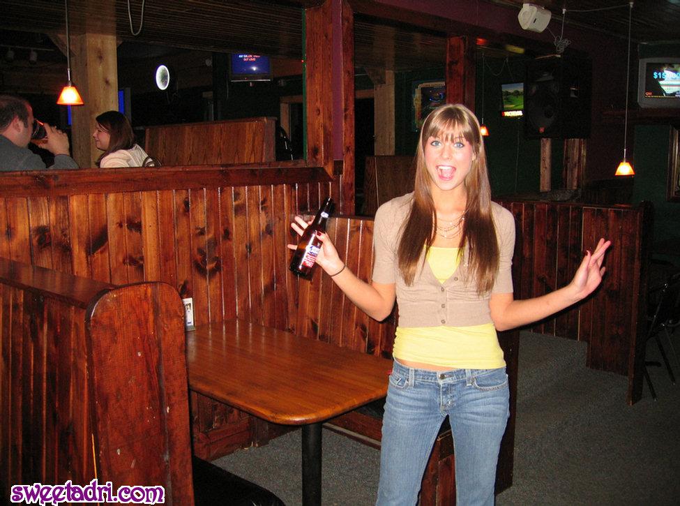 Sweet Adri flashes you her small tits at a bar #52913288