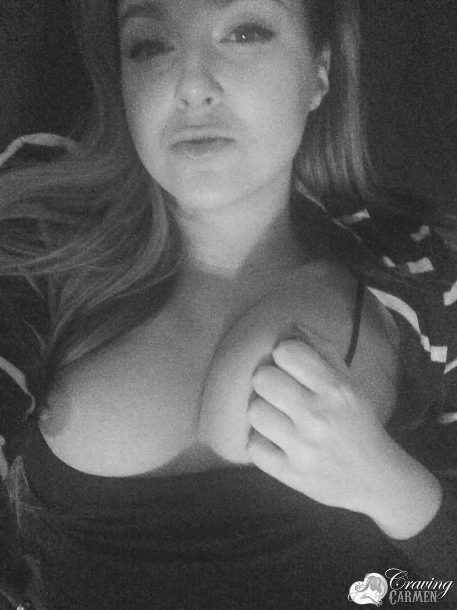 Hot girl Craving Carmen takes selfies in black and white #53875228