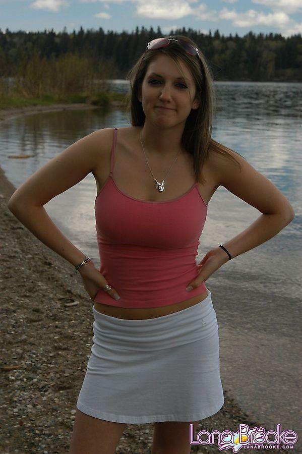 Pictures of teen Lana Brooke flashing her tasty tits by the lake #58812509