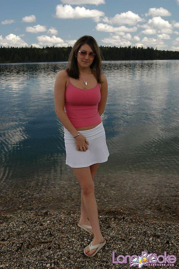 Pictures of teen Lana Brooke flashing her tasty tits by the lake #58812645
