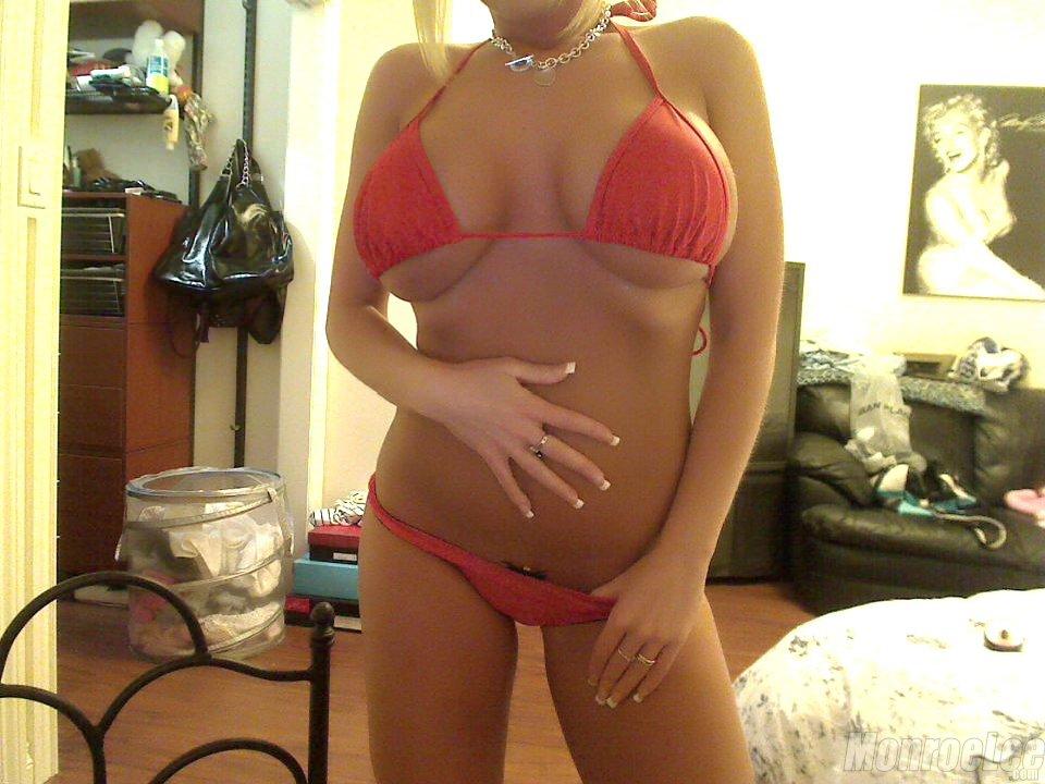 Pics of Monroe Lee taking off her cheeky red bikini! #59623658
