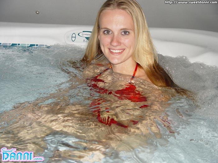 Pictures of Sweet Danni going for a dip in the hot tub #60027863
