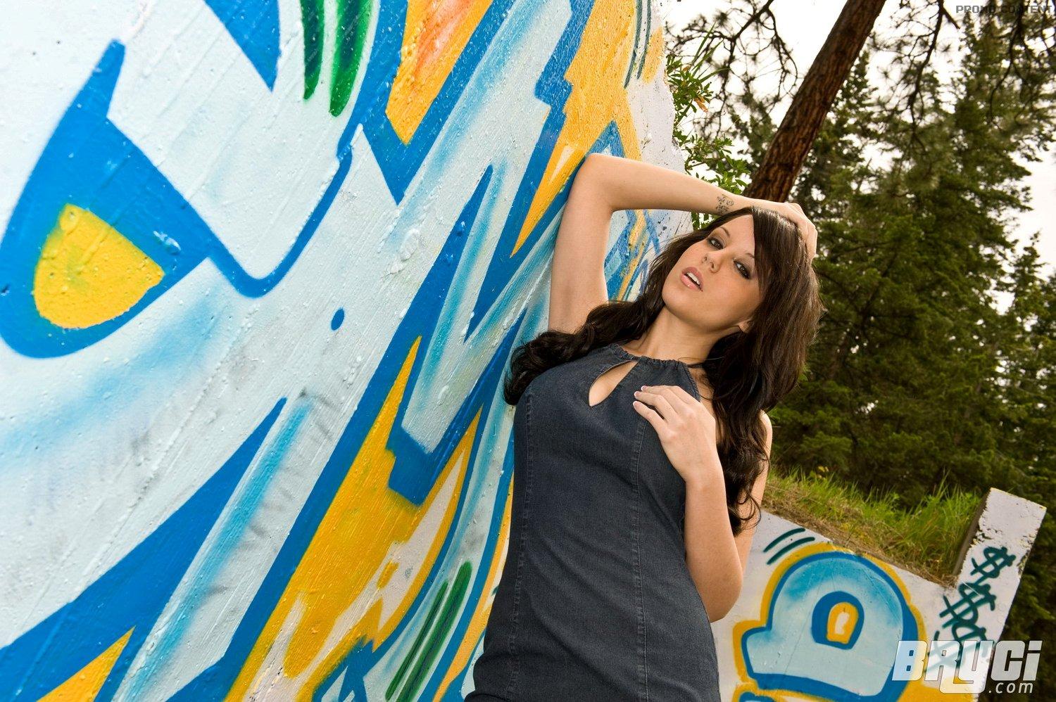 Bryci gets naked outside by some graffiti! #53572173