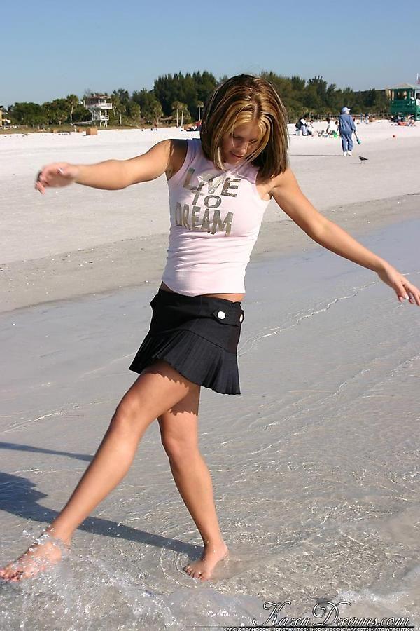 Pictures of Karen Dreams showing off her sexy legs on a beach #55997676