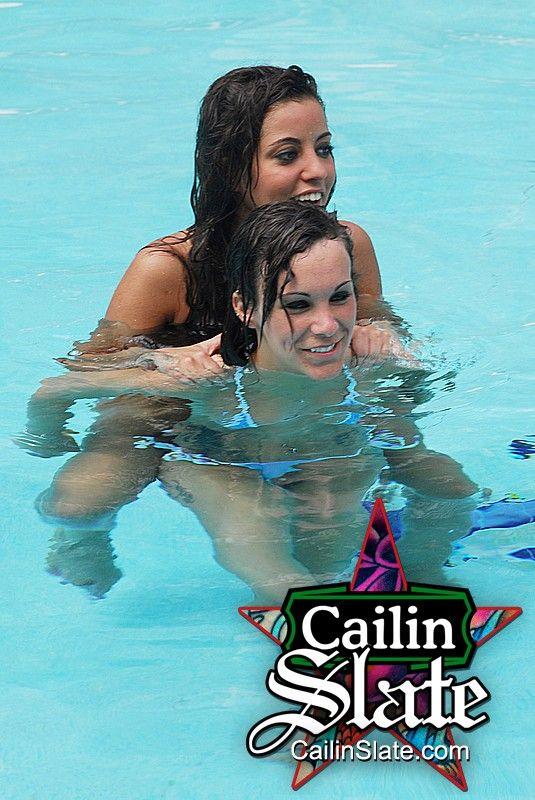 Pictures of Cailin Slate getting it on with a friend in a pool #53598379